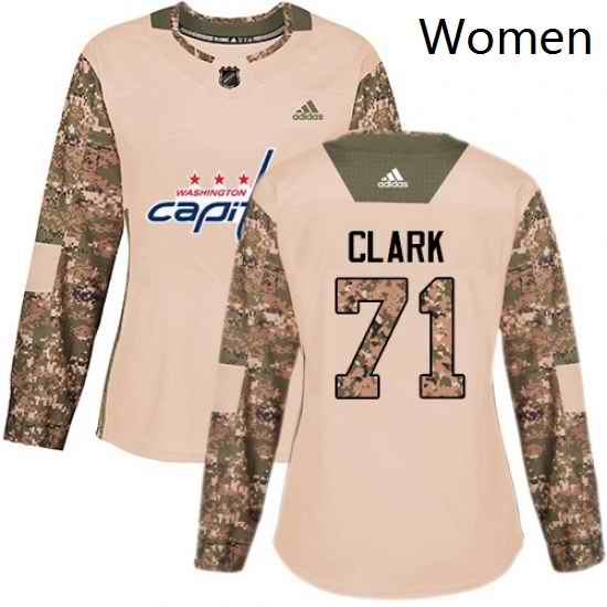Womens Adidas Washington Capitals 71 Kody Clark Authentic Camo Veterans Day Practice NHL Jerse